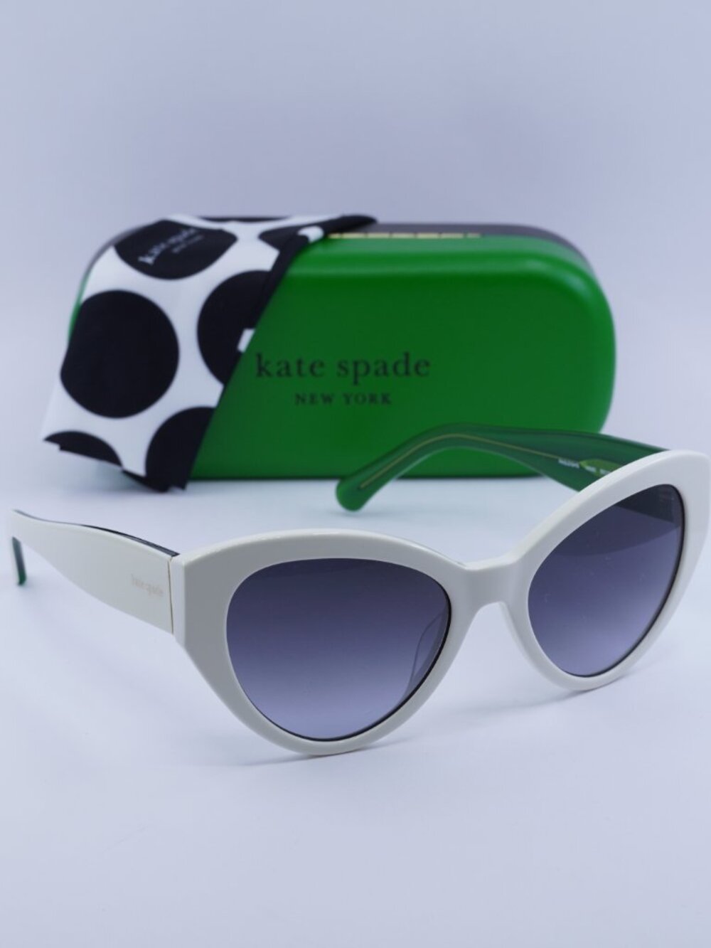 Kate Spade PAISLEIGH/S 0VK6 9O Cat Eye Sunglasses - White/Green\Dark Grey - Picture 5 of 10